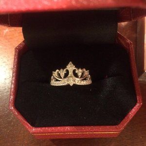 18k wgp over silver Crown Tiara CZ Ring Size 8